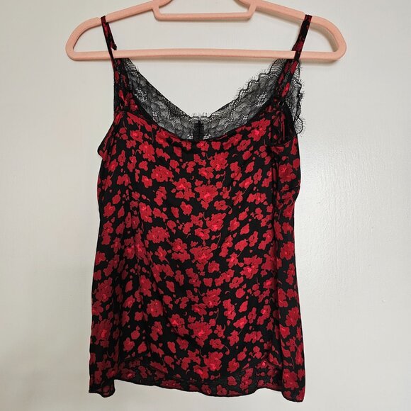 NWT!! Love Stories Camelia Spaghetti Strap Lace-Trim Cami Tank, M, Bordeaux - Picture 3 of 8